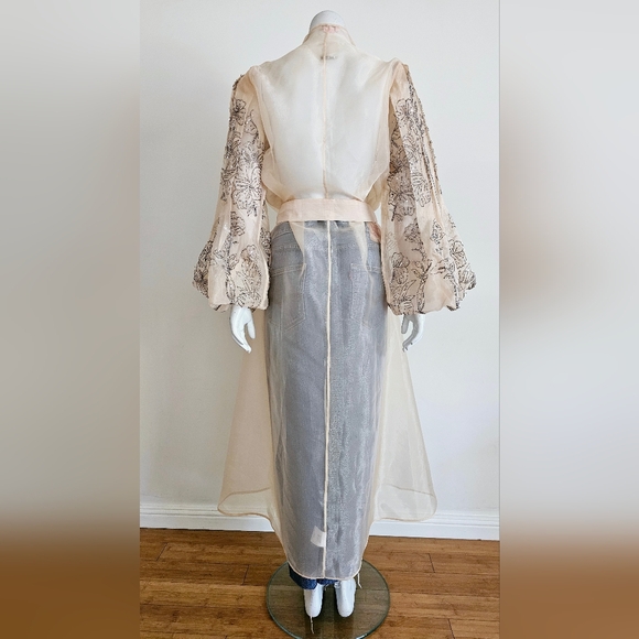 Not So Serious Kimono Embellished Sheer Duster Top Anthropologie - Picture 6 of 11